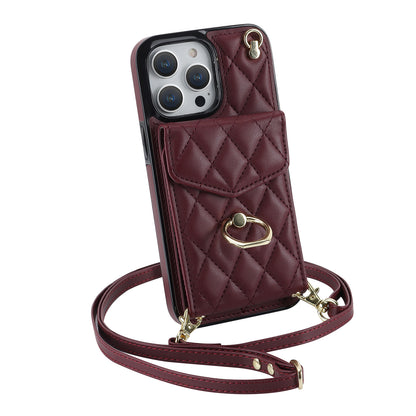 Quilted Leather Crossbody Wallet Case for iPhone