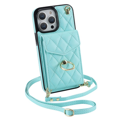 Quilted Leather Crossbody Wallet Case for iPhone