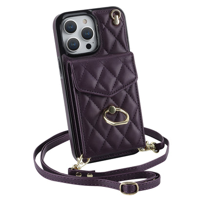 Quilted Leather Crossbody Wallet Case for iPhone