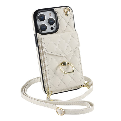 Quilted Leather Crossbody Wallet Case for iPhone