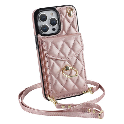 Quilted Leather Crossbody Wallet Case for iPhone