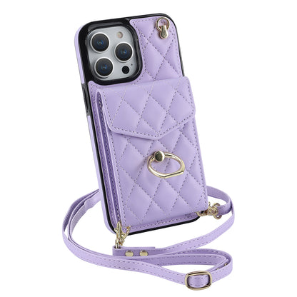 Quilted Leather Crossbody Wallet Case for iPhone