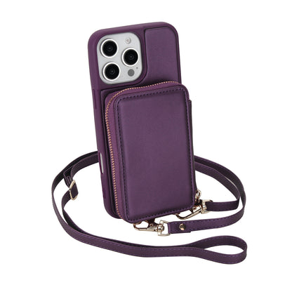 Textured Zip Wallet Crossbody Case for iPhone