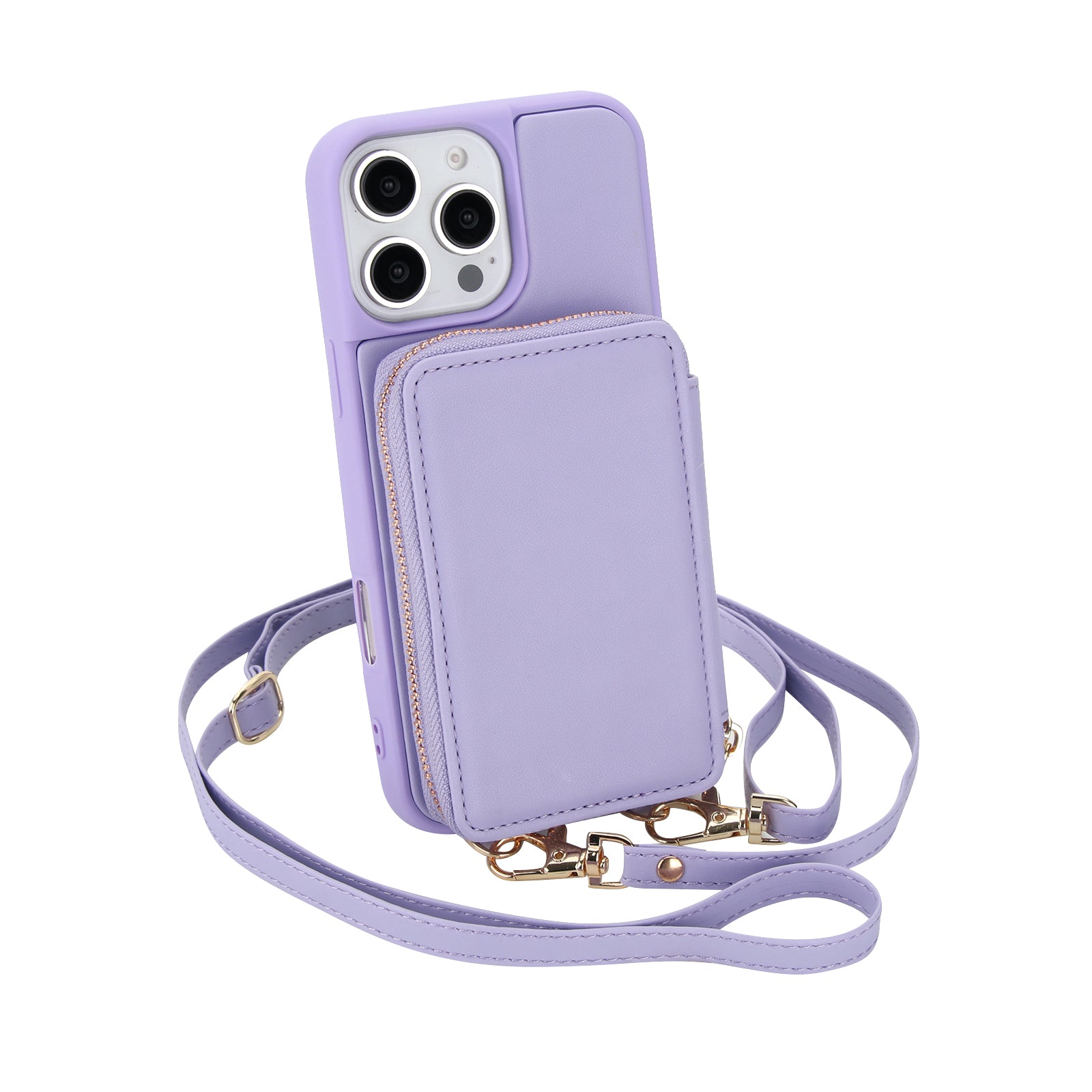 Textured Zip Wallet Crossbody Case for iPhone