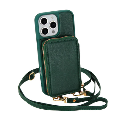 Textured Zip Wallet Crossbody Case for iPhone
