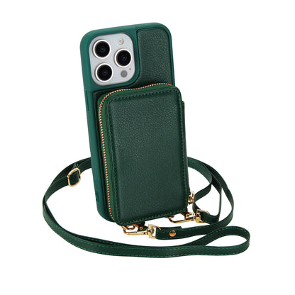 Textured Zip Wallet Crossbody Case for iPhone