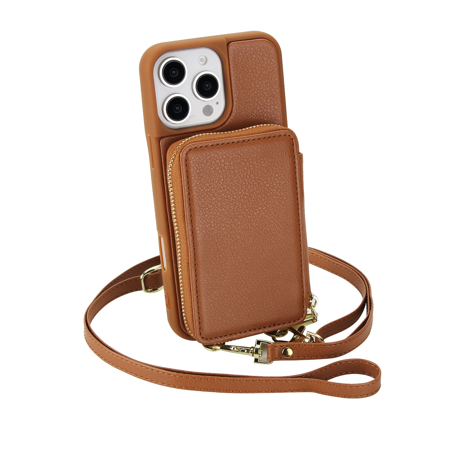 Textured Zip Wallet Crossbody Case for iPhone