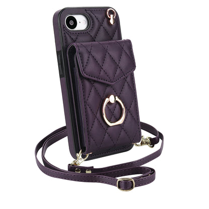 Quilted Leather Crossbody Wallet Case for iPhone