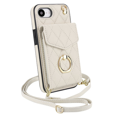 Quilted Leather Crossbody Wallet Case for iPhone