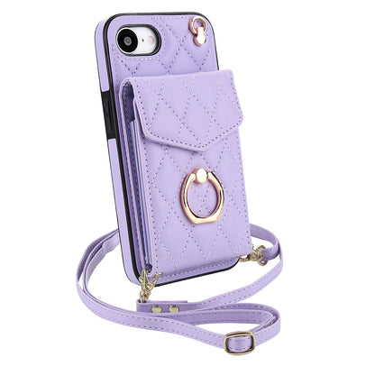 Quilted Leather Crossbody Wallet Case for iPhone