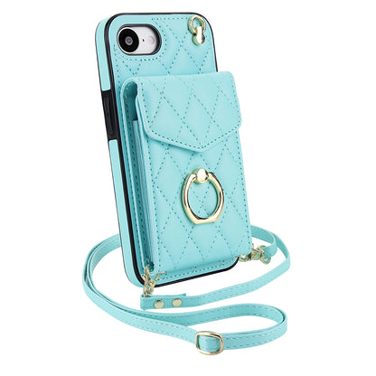 Quilted Leather Crossbody Wallet Case for iPhone