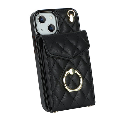 Quilted Leather Crossbody Wallet Case for iPhone