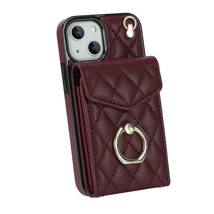 Quilted Leather Crossbody Wallet Case for iPhone