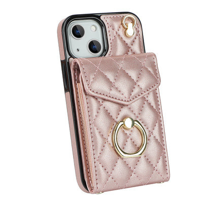 Quilted Leather Crossbody Wallet Case for iPhone