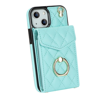 Quilted Leather Crossbody Wallet Case for iPhone