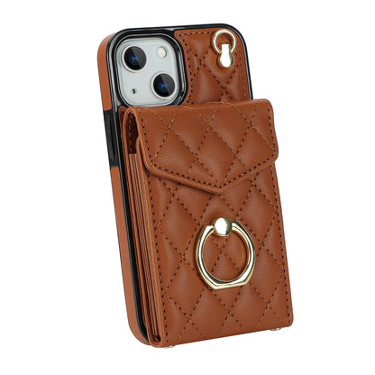 Quilted Leather Crossbody Wallet Case for iPhone