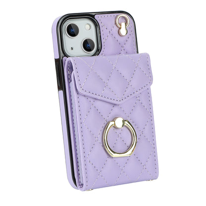 Quilted Leather Crossbody Wallet Case for iPhone