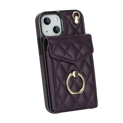 Quilted Leather Crossbody Wallet Case for iPhone