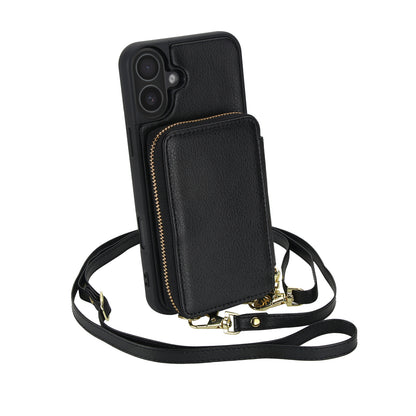 Textured Zip Wallet Crossbody Case for iPhone