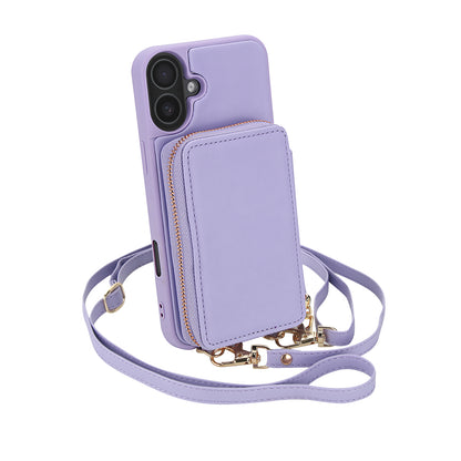 Textured Zip Wallet Crossbody Case for iPhone