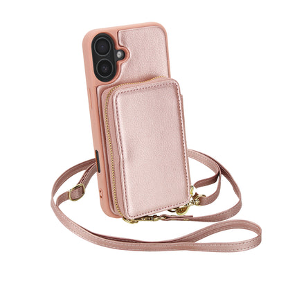 Textured Zip Wallet Crossbody Case for iPhone