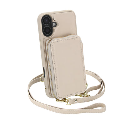 Textured Zip Wallet Crossbody Case for iPhone