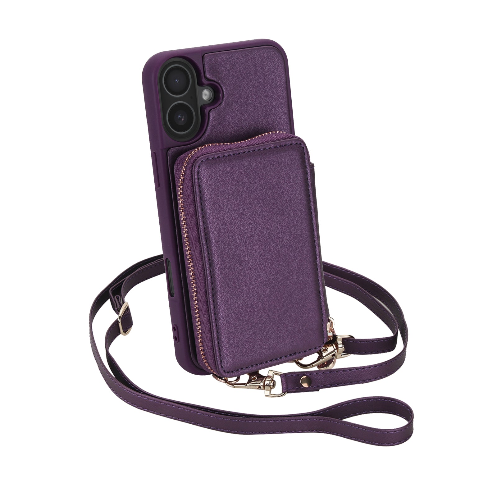 Textured Zip Wallet Crossbody Case for iPhone