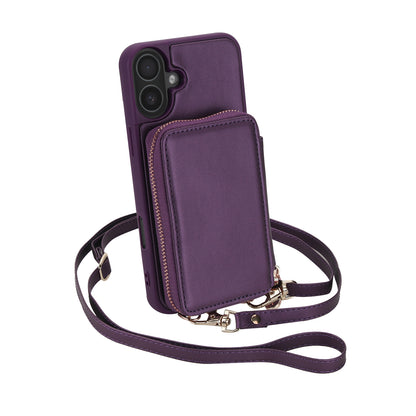 Textured Zip Wallet Crossbody Case for iPhone