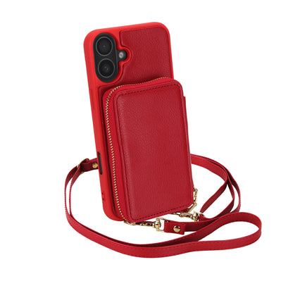 Textured Zip Wallet Crossbody Case for iPhone