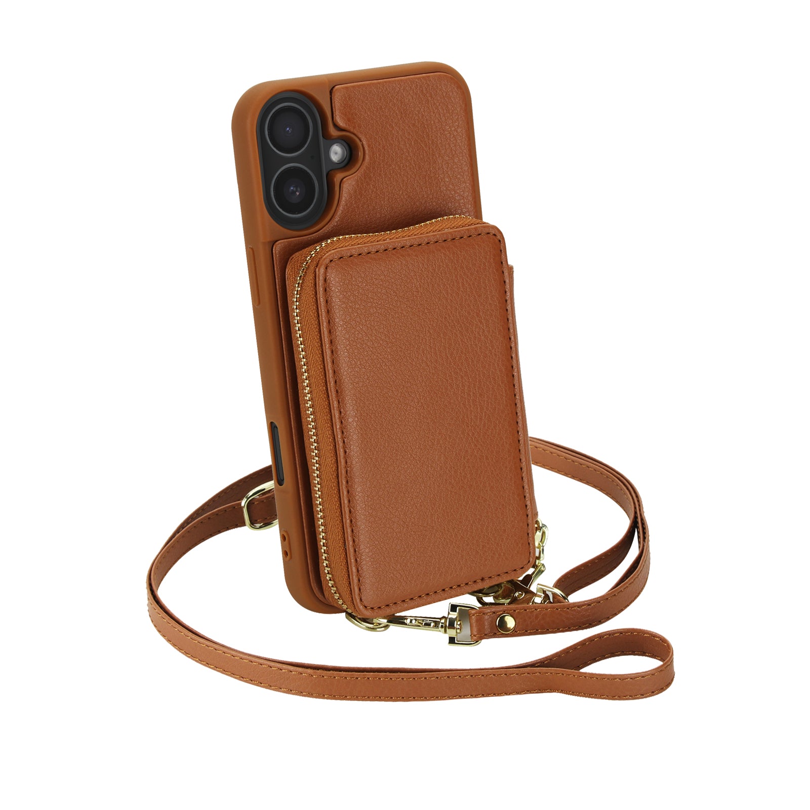 Textured Zip Wallet Crossbody Case for iPhone