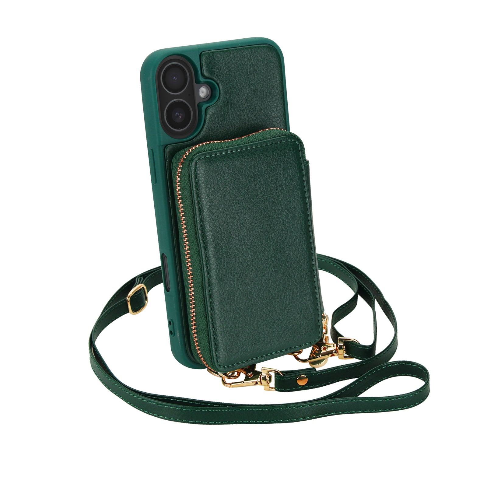 Textured Zip Wallet Crossbody Case for iPhone