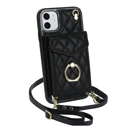 Quilted Leather Crossbody Wallet Case for iPhone