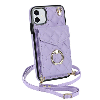 Quilted Leather Crossbody Wallet Case for iPhone