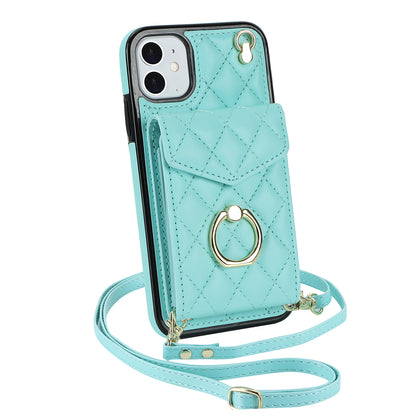 Quilted Leather Crossbody Wallet Case for iPhone