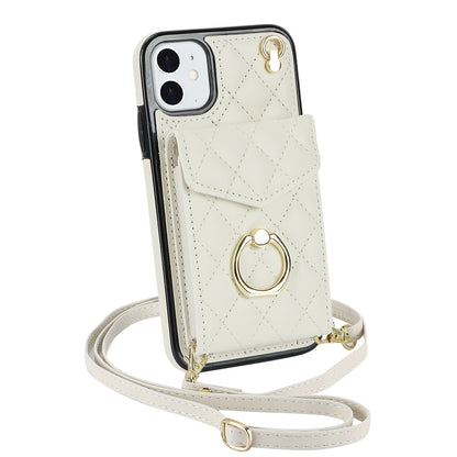Quilted Leather Crossbody Wallet Case for iPhone