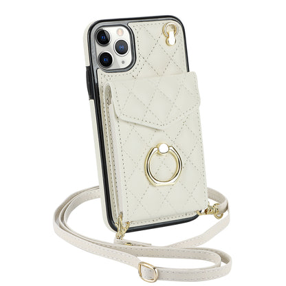 Quilted Leather Crossbody Wallet Case for iPhone