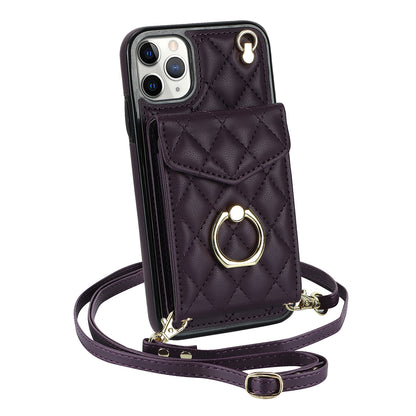 Quilted Leather Crossbody Wallet Case for iPhone