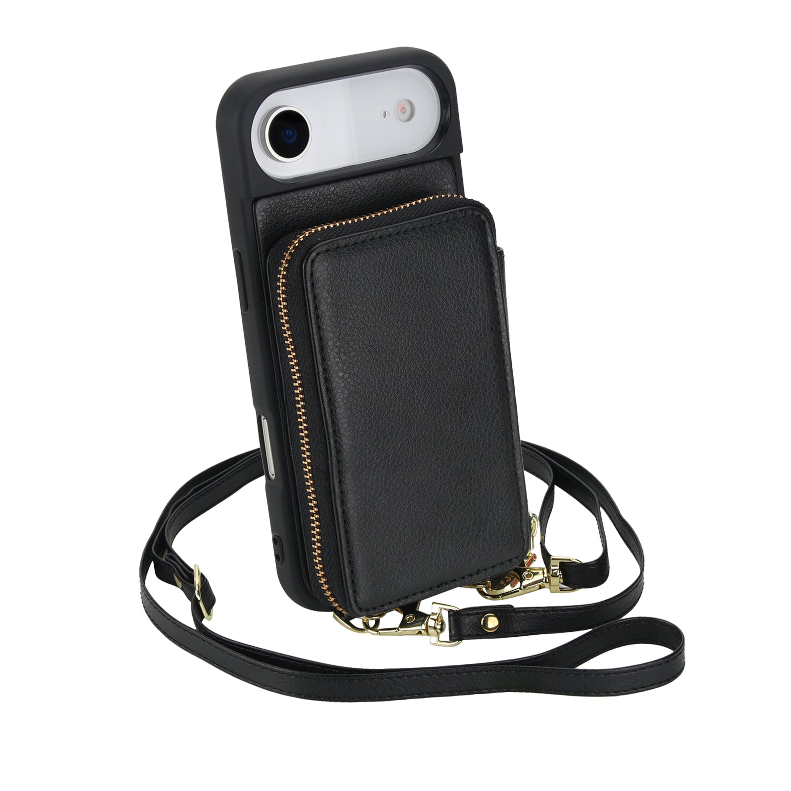 Textured Zip Wallet Crossbody Case for iPhone