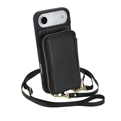 Textured Zip Wallet Crossbody Case for iPhone