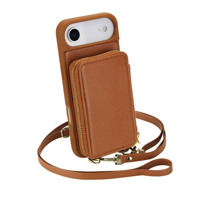 Textured Zip Wallet Crossbody Case for iPhone