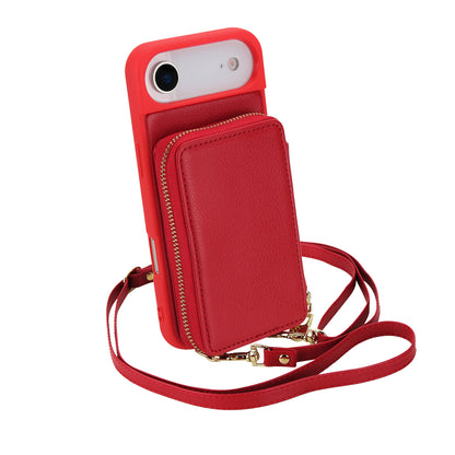 Textured Zip Wallet Crossbody Case for iPhone