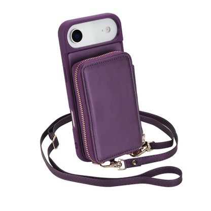 Textured Zip Wallet Crossbody Case for iPhone