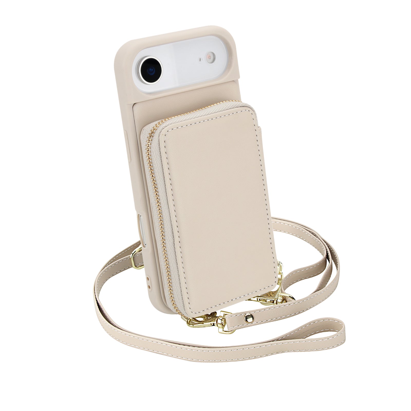 Textured Zip Wallet Crossbody Case for iPhone