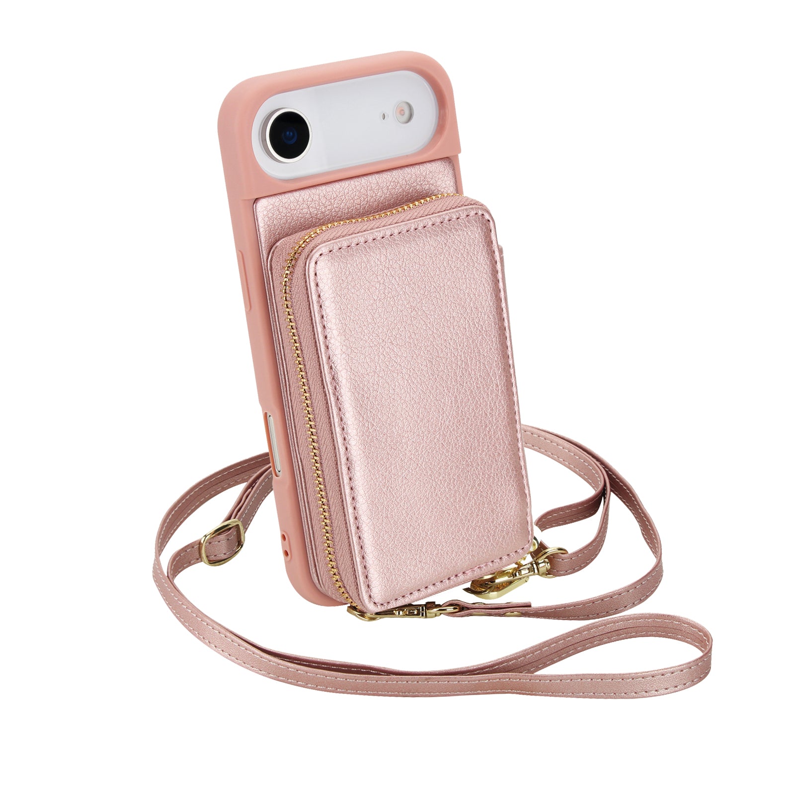 Textured Zip Wallet Crossbody Case for iPhone
