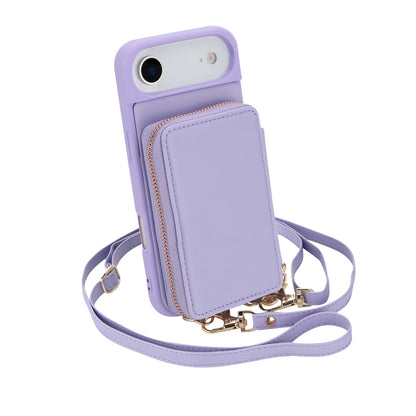 Textured Zip Wallet Crossbody Case for iPhone