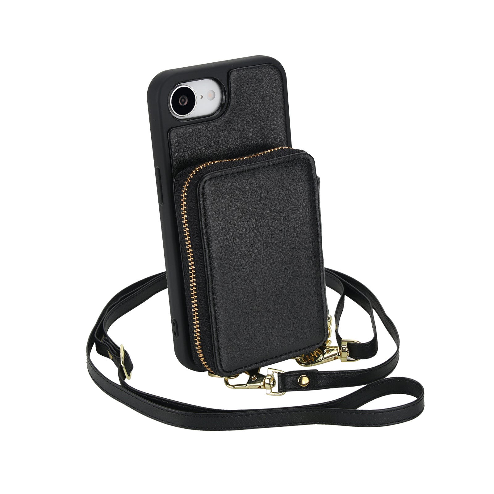 Textured Zip Wallet Crossbody Case for iPhone