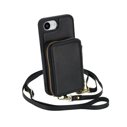 Textured Zip Wallet Crossbody Case for iPhone