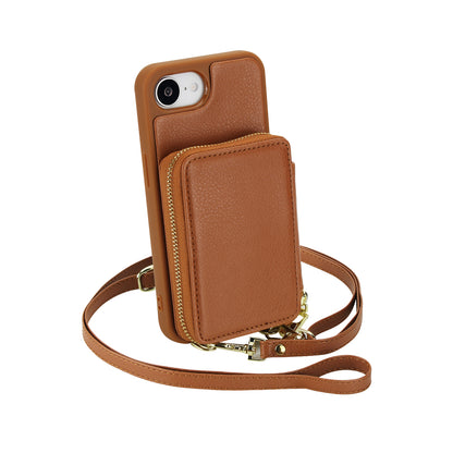 Textured Zip Wallet Crossbody Case for iPhone