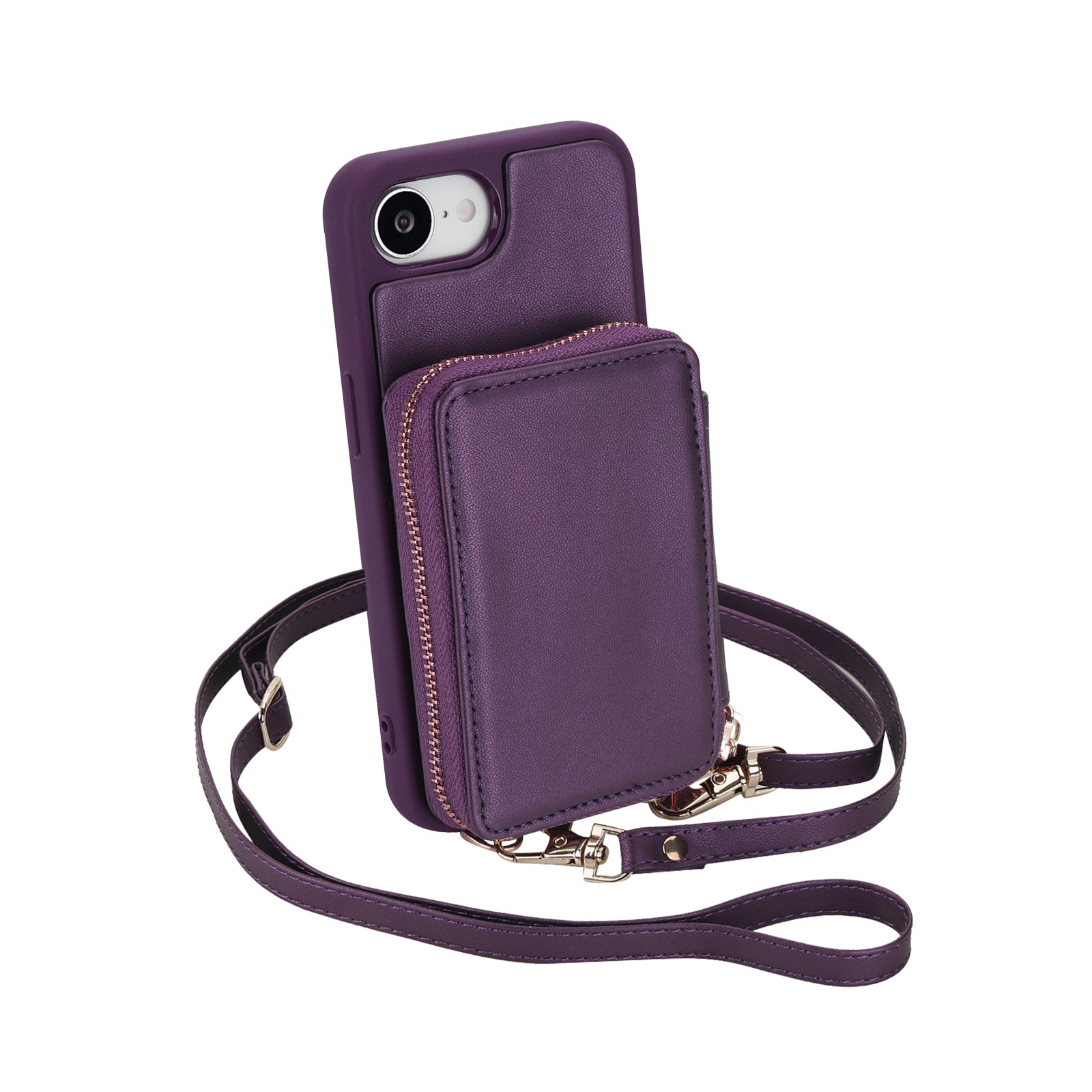Textured Zip Wallet Crossbody Case for iPhone