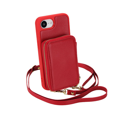 Textured Zip Wallet Crossbody Case for iPhone